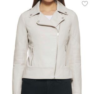 Guess Faux Leather Jacket- Stone